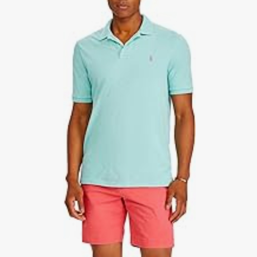 Polo Ralph Lauren Aqua Blue, Blue Label Short Sleeve 100% Cotton Size L
